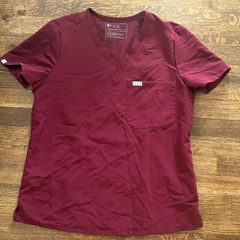 Figs Women's Burgundy V-Neck Top